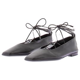 Massimo Dutti Sapatilhas de pele com laços Preto