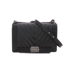 Chanel Bolsa Boy em couro Preto