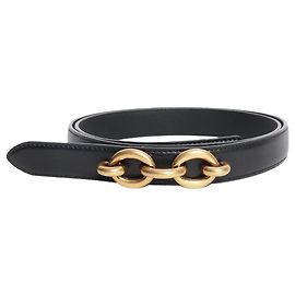Saint Laurent Cinto de couro com detalhes de corrente preto Preto