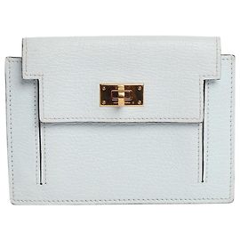 Hermès Bleu Brume Chevre Mysore Kelly Pocket Compact wallet Blue
