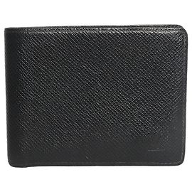 Louis Vuitton Black vintage 2002 leather bifold wallet Black