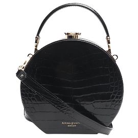 Autre Marque Black patent croc hat box bag Black