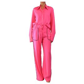 Autre Marque Set con camicia e pantaloni in seta rosa - taglia L Rosa