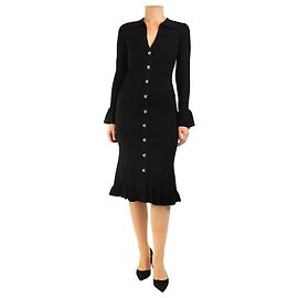 Herve Leger Schwarzes geripptes Midikleid - Größe S Schwarz