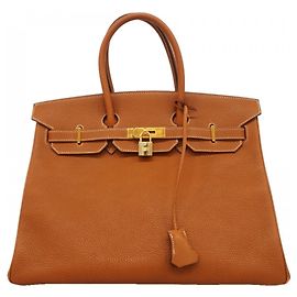 Hermès Hermes Birkin 35 Togo Gold Handbag Golden
