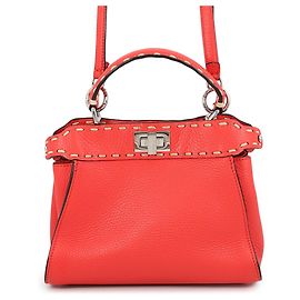 Fendi Mini Peekaboo Leather Handbag Orange