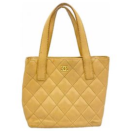 Chanel Beige Lambskin Tote Bag Beige