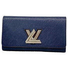 Portafoglio lungo in pelle Epi Louis Vuitton Blu navy