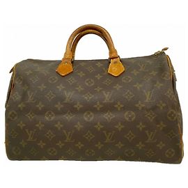 Louis Vuitton Monogram Speedy 35 Handbag Brown