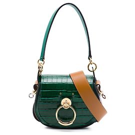 Bolsa Tess em couro com relevo de crocodilo verde da Chloé, tamanho pequeno Verde