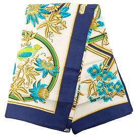 Lenço de seda Hermès White Caraibes 90 Branco Fora de branco