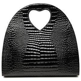 Bolso Saint Laurent de charol negro con relieve de cocodrilo Negro