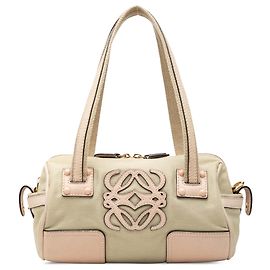 LOEWE Beige Mini Canvas Anagram Barrel Bag Beige