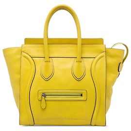 Céline Bolsa Tote Luggage em couro de bezerro granulado amarelo Celine Amarelo