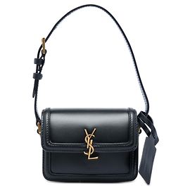 Sac à main Solferino en micro cuir de veau noir Saint Laurent avec boîte Noir