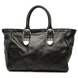 Tote Signoria em couro de bezerro preto com acabamento Guccissima Gucci Preto
