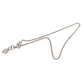 Colar com pingente Chanel Silver CC Brass Strass Prata
