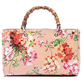 Bolsa Gucci Pink Medium Calfskin Blooms Bamboo Shopper em couro de bezerro Rosa