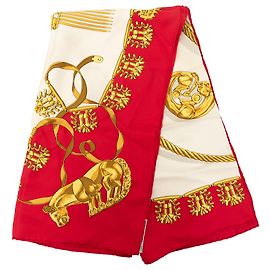 Sciarpa in seta Hermès Red Les Cavaliers d Or 90 Rosso