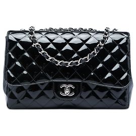 Chanel Black Jumbo Classic Patent Single Flap Nero
