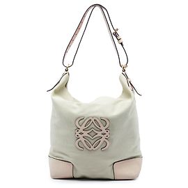 Bolsa de ombro LOEWE em lona marrom Anagram Marrom Bege