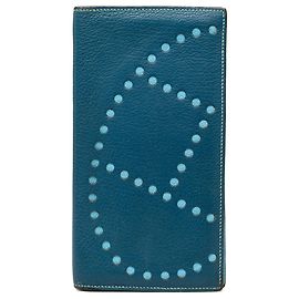 Hermès Blue Chevre Mysore Evelyne Long Wallet Blue Other