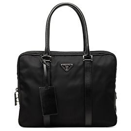 Bolsa Business em Tessuto com acabamento em Saffiano preto Prada Preto