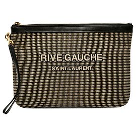 Saint Laurent Beige Raffia Rive Gauche Clutch Beige