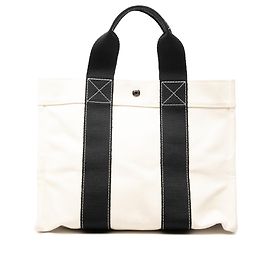 Tote Hermès White Toile Bora Bora PM Blanc