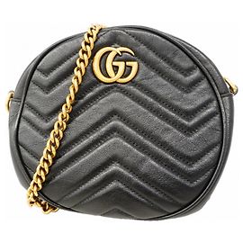 Gucci GG Marmont Black Leather Shoulder Bag Black