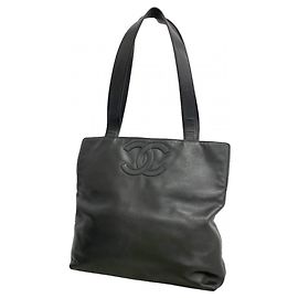 Chanel Black Leather Tote Bag Black