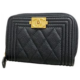 Chanel Boy Caviar Leather Coin Case Black