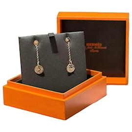 Hermès Gambade Clou de Selle Rose Gold Diamond Earrings Golden