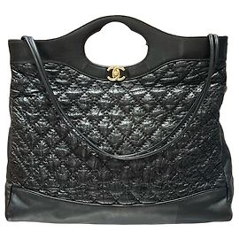 Chanel Sac Cabas en Cuir Matelassé Noir Noir