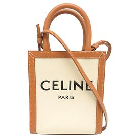 Céline Celine Mini Vertical Cabas Women's Handbag Brown Beige
