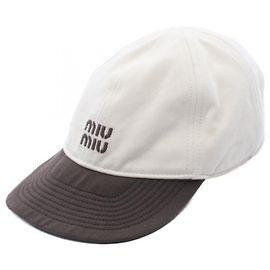 Gorra de béisbol de algodón con logotipo bordado Miu Miu Blanco