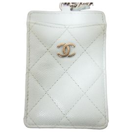 Chanel Matelassé Caviar Leather Chain Pass Case Blue