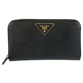 Portefeuille long en cuir Saffiano Prada Noir