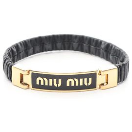 Pulsera de cuero Miu Miu Negro