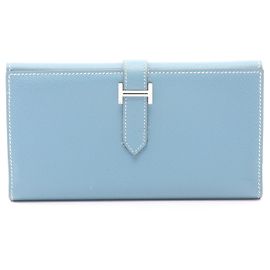 Hermès Carteira longa de couro Depli Hermes Bearn Azul