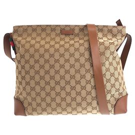 Borsa a Spalla Gucci GG Canvas Marrone Beige