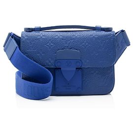 Borsa a tracolla Louis Vuitton Monogram Empreinte Macassar S Lock Blu