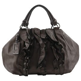 Bolsa Tote de Couro com Babados Prada Marrom