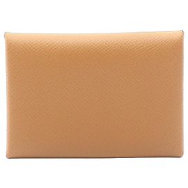Hermès Hermes Calvi Duo calf leather coin case Brown