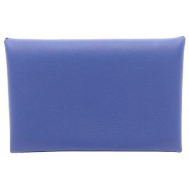Hermès Hermes Calvi Verso porta-moedas em couro de vitelo e cabra Azul