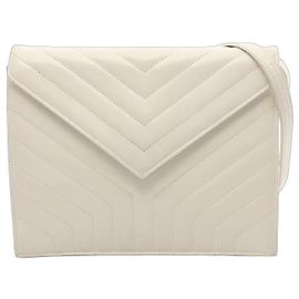 Yves Saint Laurent Leder Schultertasche Weiß