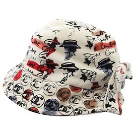 Chanel Coco Mark Cotton Hat White
