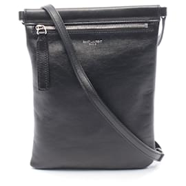 Yves Saint Laurent Saint Laurent Paris FLAT POUCH SID Leather Shoulder Bag Black
