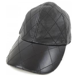 Chanel Lambskin Leather Cap Black Black