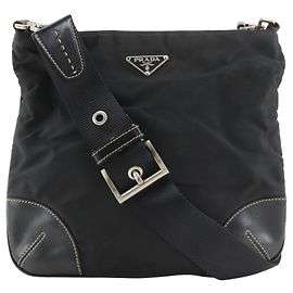 Borsa a tracolla in nylon Prada Nero